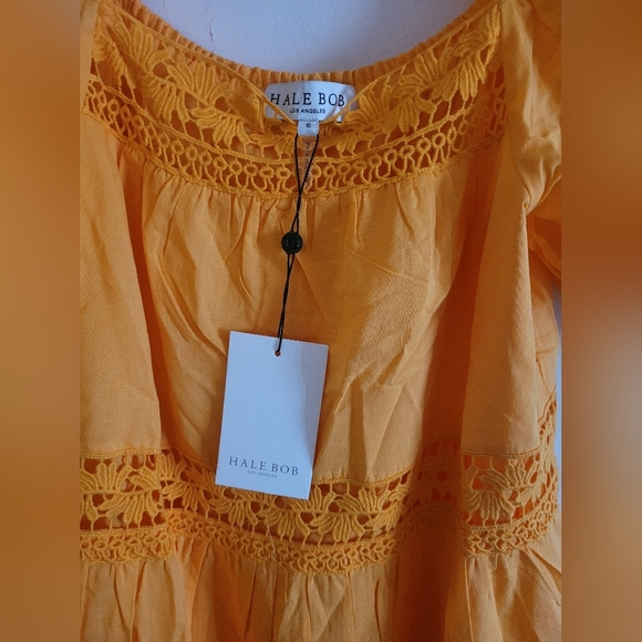 Hale Bob Nagia Solid Dress Bright  Puff Sleeve Dress - Picture 4 of 5